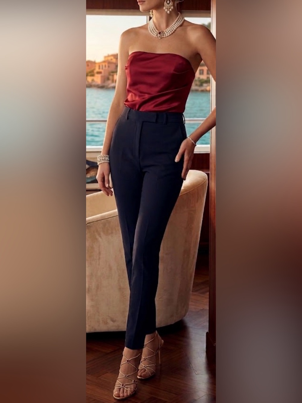 Express Skinny Navy High-Rise Tailored Trousers
